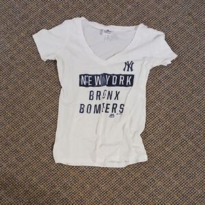 y2k Majestic White New York Bronx Bombers Tee